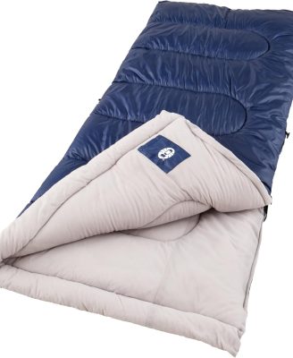 Coleman Brazos 20/30°F Adult Cool-Weather Sleeping Bag with No-Snag Zipper & Stuff Sack, Machine Washable
